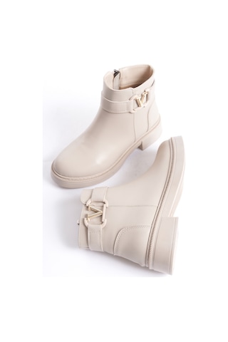 D802 Kadın Yanı Tokalı Ortopedik Soğuk Geçirmez Bot Bej