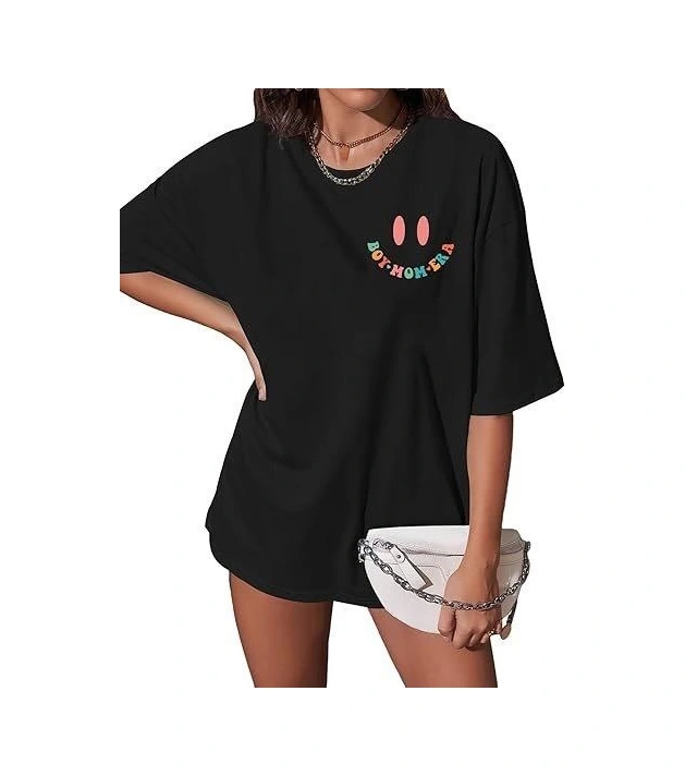 Buğrahayalin Bisiklet Yaka Kısa Kol Baskılı T-shirt - Siyah Siyah