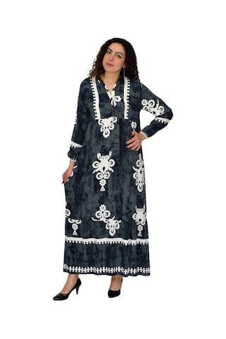 Kadın Kol Lastikli V Yaka Elbise Bgl-st04642 Yeşil