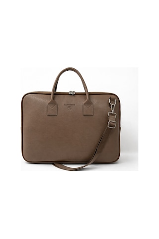 Sanmorris Unisex 15.6 İnç Uyumlu Suni Deri Darbe Korumalı Laptop Ve Evrak Çantası Vizon