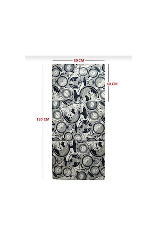 Lüks Katlanır Yatak 80x180x8 Cm Sünger Dünya Saat Desen