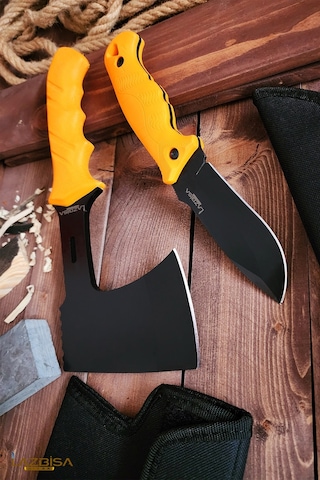 Outdoor Balta Bıçak 2li Set Kamp Baltası Bıçağı Nacak Budama Baltası
