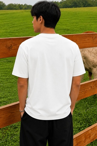Tarz Cool Erkek Regular Fit Bisiklet Yaka Basic Tişört 2 İplik Şardonsuz %100 Pamuk Günlük Rahat T-shirt Beyaz