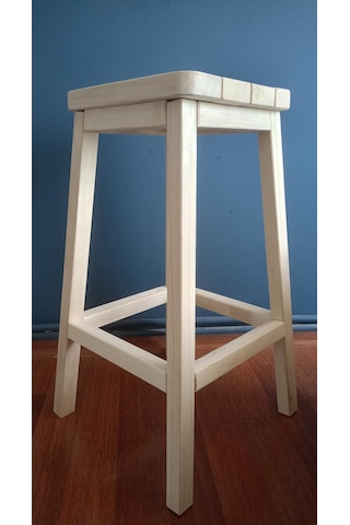 Doğal Ahşap Bar Taburesi, Ham, Zımparalanmış, Cilasız, Yan Sehpa, Dekoratif Stand, 33cmx33cmx72cm Doğal Ahşap