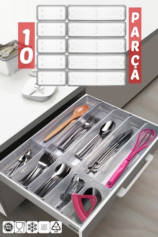 Nandy Home 10 Parça Çekmece İçi Kaşıklık Düzenleyici, Organizer