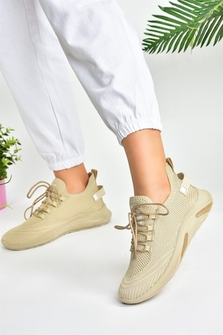 Fox Shoes Bej Triko Kumaş Kadın Spor Ayakkabı M702006204