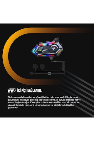 Y20 Max Motorsiklet Intercom Su Geçirmez Kask 2 Kişi Telsiz Bağlantılı Intercom Rgb Intercom