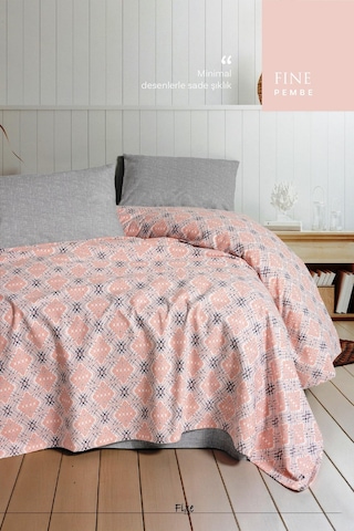 Fine Pembe Tek Kişilik Pike Takımı %100 Pamuk, Lastikli Çarşaflı Pembe