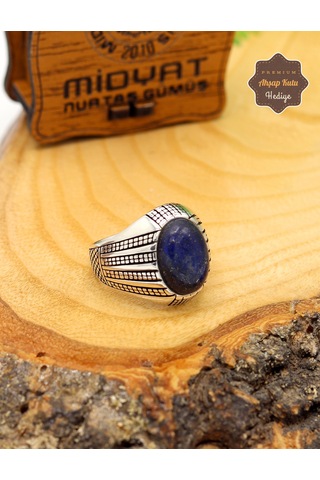 Lapis Lazuli Taşlı Başak Model 925 Ayar Gümüş Erkek Yüzük 201024895 Gümüş