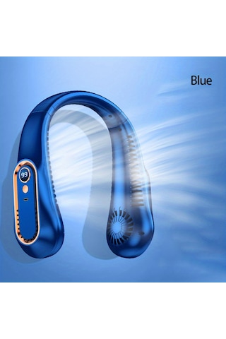 Hızlı Ayarlanabilir Boyun Vantilatörü, Usb İle Şarj Edilebilir Mavi