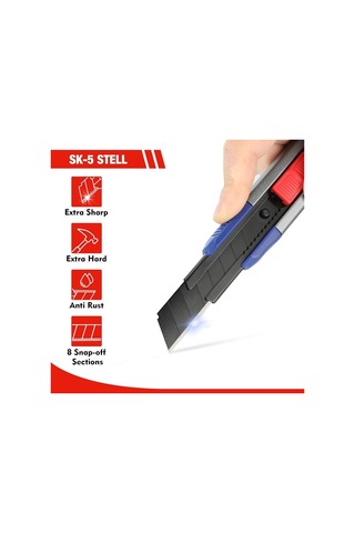 Lexroo Wp212022 18 Mm Ağır Hizmet Alüminyum Kasa Maket Bıçağı + 10 Adet Yedek Bıçak