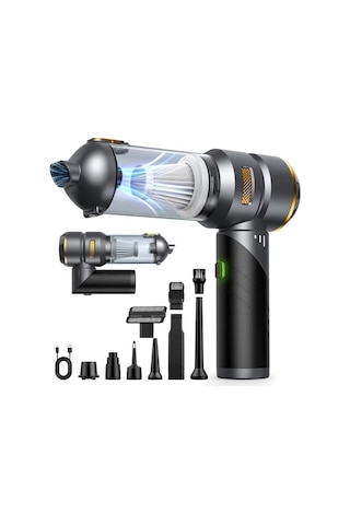 Araç Süpürgesi, El Süpürgesi, Kablosuz, 16000 Pa, Fırçasız Motor, 6000 Mah, Type-c, 9 Başlıklı, Katlanır Sap