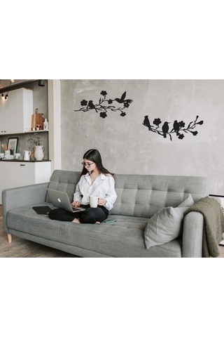 Oturma Odası Yatak Odası İçin 2 Adet Metal Kuş Duvar Sanatı Dekor Çıkartması Çok Renkli