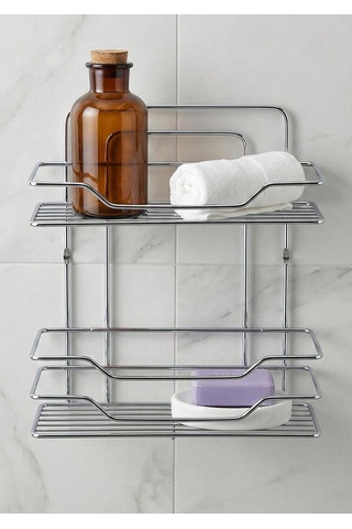 Krom Kaplama Banyo Rafı - 2li Banyo Düzenleyici 35x30 Cm Krom