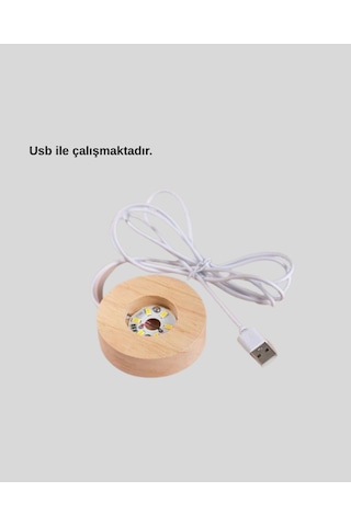 Dekoratif Led Kristal Küre Ahşap Altlıklı Şık Gece Lambası -