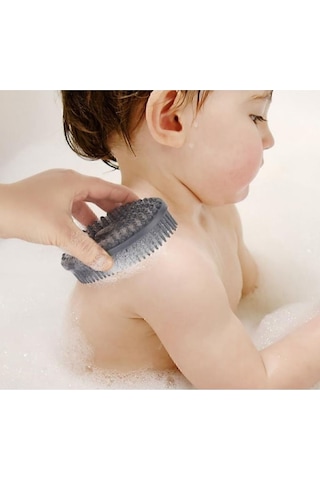 Mainshop Vücut Masaj Fırçası, Çift Taraflı Sırt Kese Banyo Duş Bebek Masaj Yumuşak Fırça Antrasit M-151