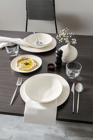 Kütahya Porselen Soho Mat Platin Fileli 24 Parça 6 Kişilik Yemek Takımı Platin