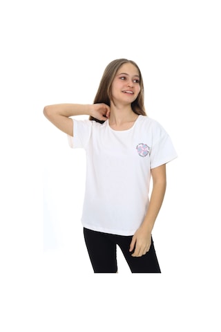 Toontoy Kids Toontoy Kız Çocuk Çiçek Ve You Look Baskılı Tişört Ekru