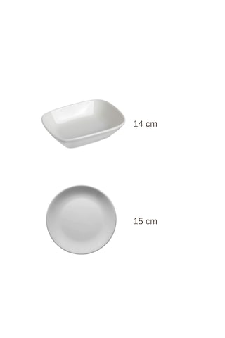 Gürallar 12 Parça Beyaz Çok Amaçlı Kahvaltılık Meze Ve Çerezlik Seti - 6 Yuvarlak 15cm + 6 Dikdörtgen 14x8cm