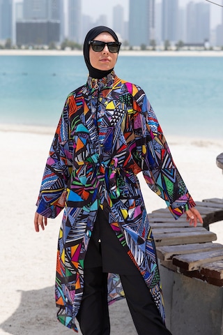 Remsa Mayo Remsa Tesettür Mayo Üzerine Tek Kaftan Kimono Pareo Rp020 Alina Siyah