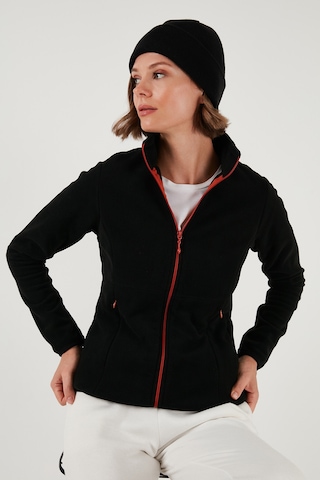 Lela Slim Fit Anti-Pilling Tüylenme Yapmayan Fermuarlı  Polar Bayan Hırka 5907012 Siyah