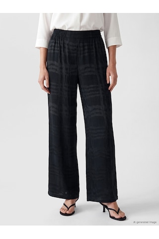 Lcw Everyday Siyah Loose Fit Ekose Kadın Pantolon