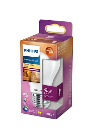 Philips LED Classic Dimlenebilir Buzlu Filament Ampul 7.2W 1055Lum 2700K Sarı Işık A60 E27 (75W)