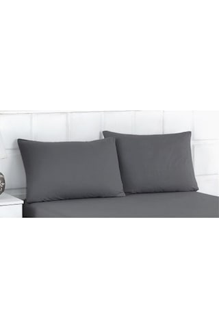 2 Adet Antrasit Pamuklu Fermuarlı 50x70 Cm Yastık Kılıfı Antrasit