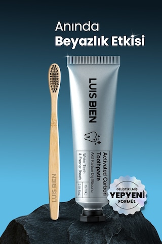 Luis Bien Aktif Karbon Diş Beyazlatma ve Temizleme Macunu 75 ML + Bambu Diş Fırçası