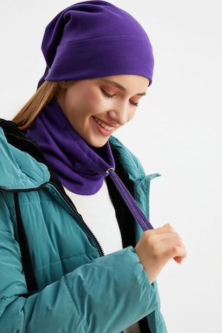 Kadın %100 Pamuklu Kaşkorse, Terletmez, Ultra Hafif Ve Yumuşak Bere Boyunluk Takım - Standart / Mor Mor