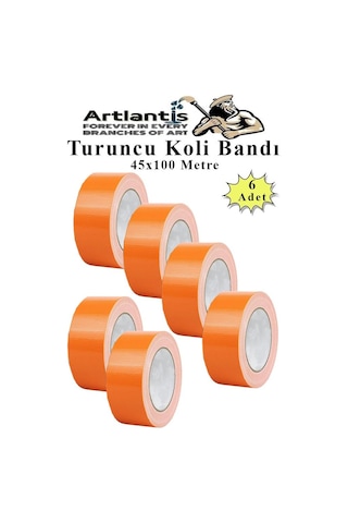Turuncu Koli Bantı 100 Metre 6 Adet 45mm X 100 Metre Renkli Koli Bandı Extra Güçlü Formül Akrilik Koli Bandı 6