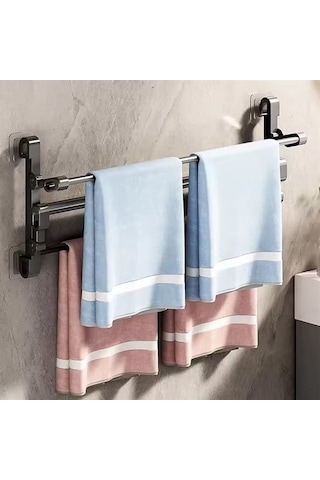 Sn-30748 Siyah Duvara Monte 65 Cm Çok Amaçlı Pratik Terlik Ayakkabı Ve Havlu Düzenleyici 007