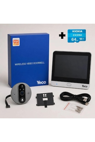 Yeco Pd-20 Akıllı Görüntülü Kapı Dürbünü, Kioxia 64gb Micro Sd Kart Dahil Genel