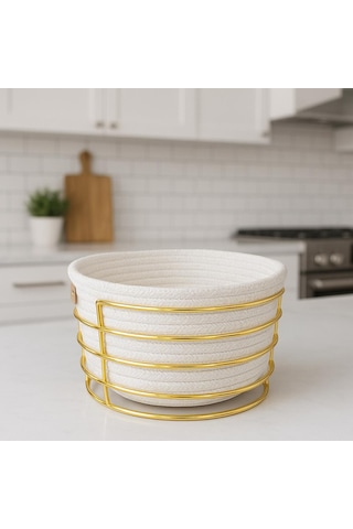 Gold Demirli Beyaz Hasır Bezli Ekmeklik Meyvelik