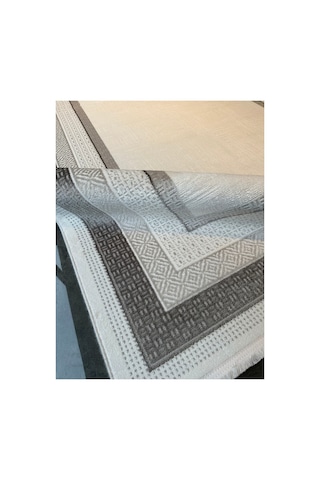 Merinos Vista Beyaz Renk Gri Çerçeveli %100 Akrilik Yumuşak Dokulu Salon Oturma Odası Halısı 76588-95