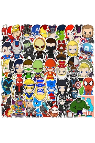 50 Adet Tekrarsız Anime Kahraman Kalite Pvc Sticker 03