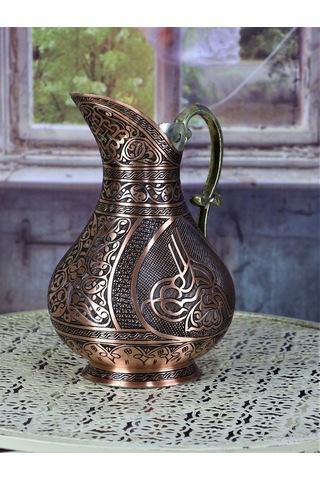 Sultan Tuğralı Eskitme Keski Osmanlı Bakır Sürahi