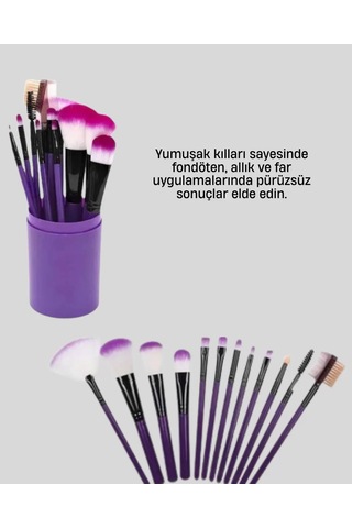 Northcity 12 Li Profesyonel Makyaj Fırça Seti - Ultra Yumuşak Sentetik Kıllı