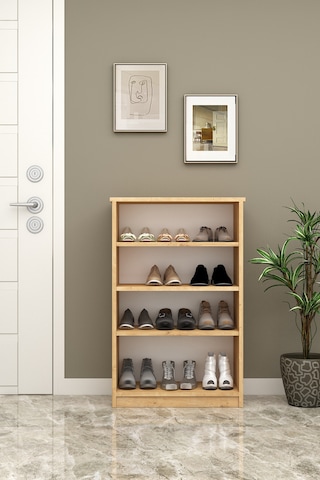 Asra Trend 4 Katlı Açık Raflı Ayakkabılık A-31 %100 MDF Modern Bot Uyumlu Düzenleyici Safir Meşe