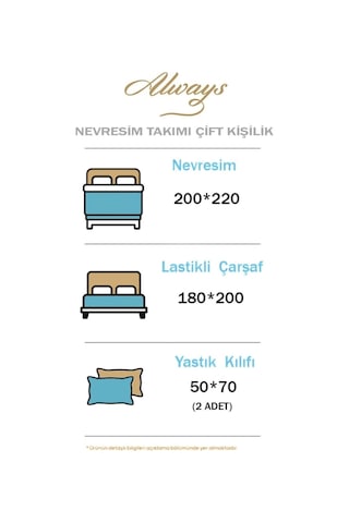 Always Lastikli Çarşaflı Çift Taraflı Çift Kişilik Nevresim Takımı Lavanta Çok Renkli