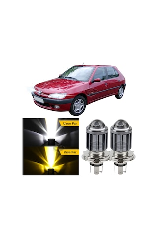Peugeot 306 1993-2002 Uyumlu Mercekli Far Ampulü Led Xenon Çift Renk Sarı-beyaz Far Şimşek Etkili Led Lamba Uzun LED Far 56080715