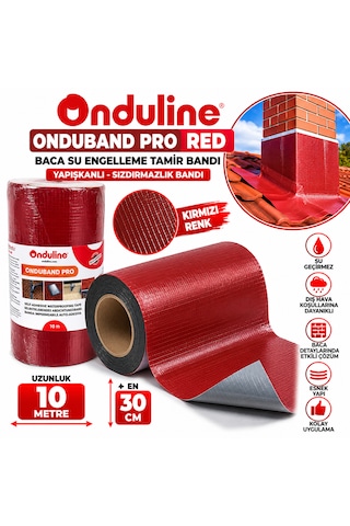 Onduline Onduband Pro Red Kırmızı Baca Bandı Yapışkanlı Uzunluk 10 Metre En 30 Cm 1 Top