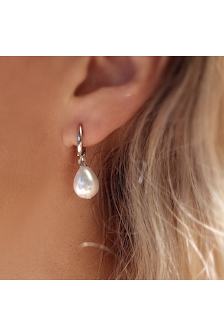 Vaoov 925 Ayar Gümüş Mayorka İnci Küpe