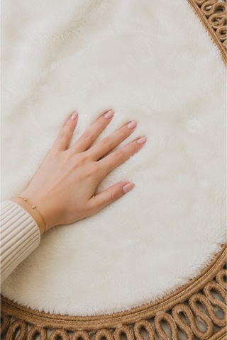 El Yapımı Bohem Banyo Paspası 2'li Peluş Kaymaz Jel Taban 40x60 Cm Ve 60x100 Cm Beyaz