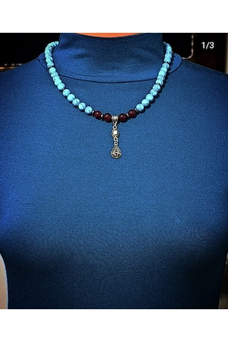Fy Doğaltaş Sıkma Turkuaz Firuze Ve Kırmızı Akik Taşlı Hematit Ara Taş Ret Kırmızı - Mavi