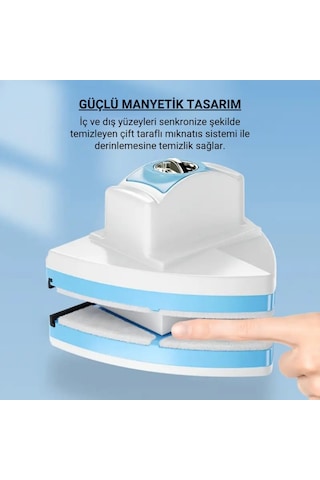 Polham 3-30 Mm Çift Cam Uyumlu Ev Ve Ofis Manyetik Cam Temizleyici, Çift Taraflı, Güvenli İpli Süper Etkili Cam Temizleyici Beyaz