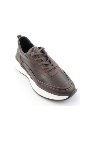 Kahve Hakiki Deri Erkek Sneaker E01958176543 Kahve
