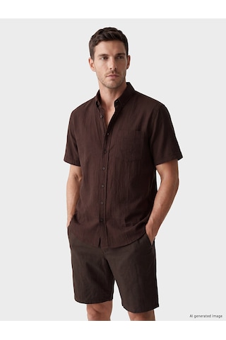 Lcwaıkıkı Classic Kahverengi Regular Fit Armürlü Erkek Gömlek