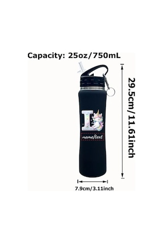 Trendooze Gaojunshop01 25oz Unicorn Vakum Termos, Uv Baskılı Paslanmaz Çelik Matara, Özel İsimli, Pembe Pembe