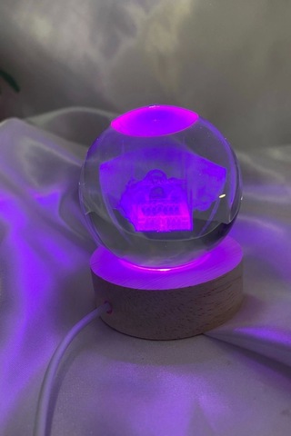 Sultan Ahmet 3d Led Işık Gecelambası Cam Küre Çok Renk Günışığı Ahşap Sultanahmet Cami Gece Lambası 6 Cm